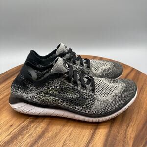 Nike Free RN Flyknit Shoes Womens 8 Running Black Oreo Comfort Walking Sneakers